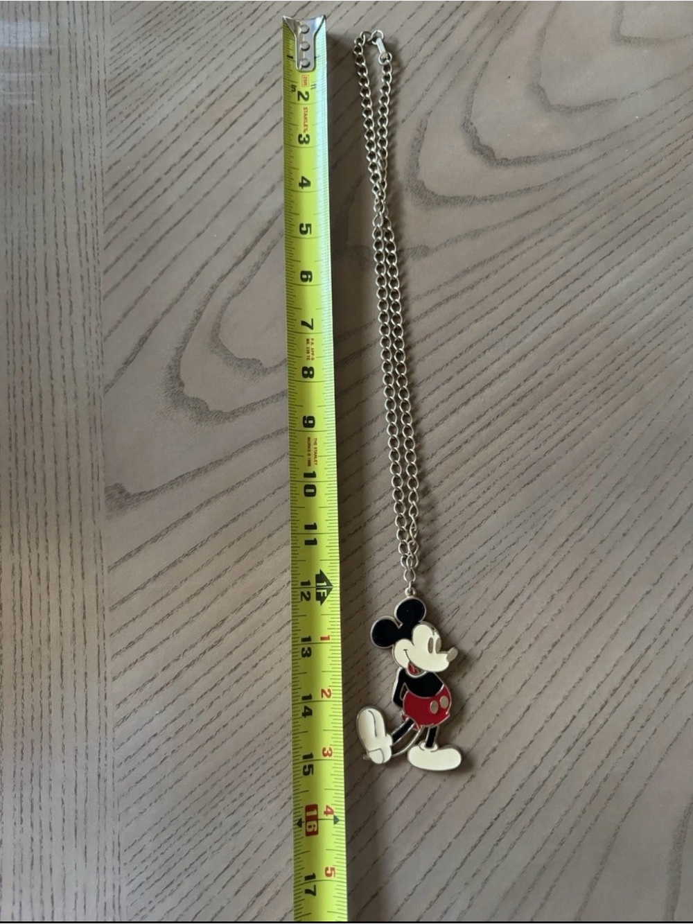 Mickey Mouse Silver-Tone Necklace with Red & Black Charm